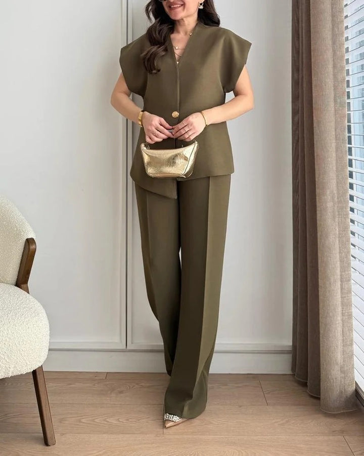 Ensemble deux pièces haut et pantalon asymétriques