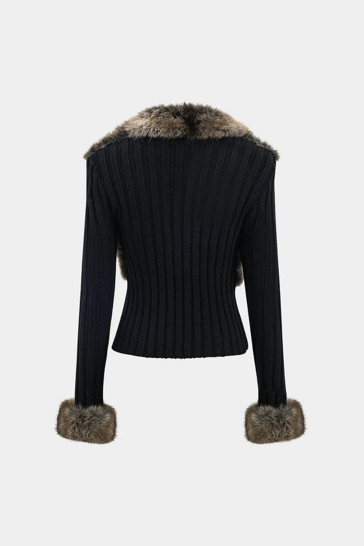 Cardigan zip en fourrure