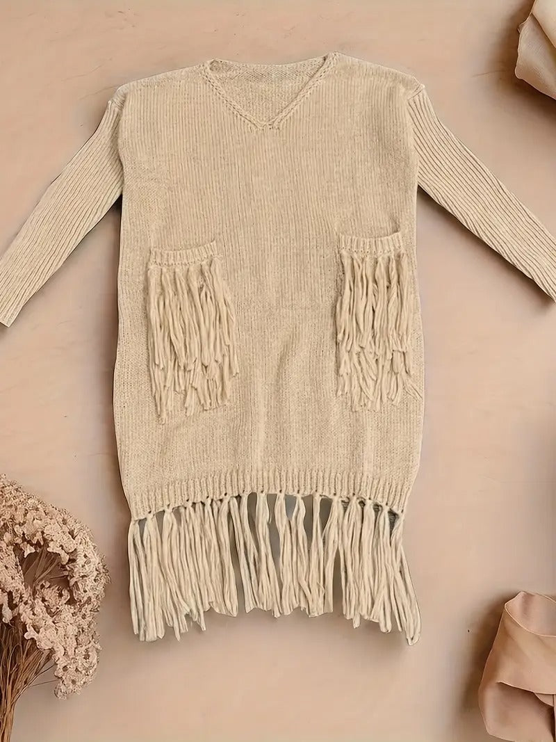Robe pull à franges boho vintage