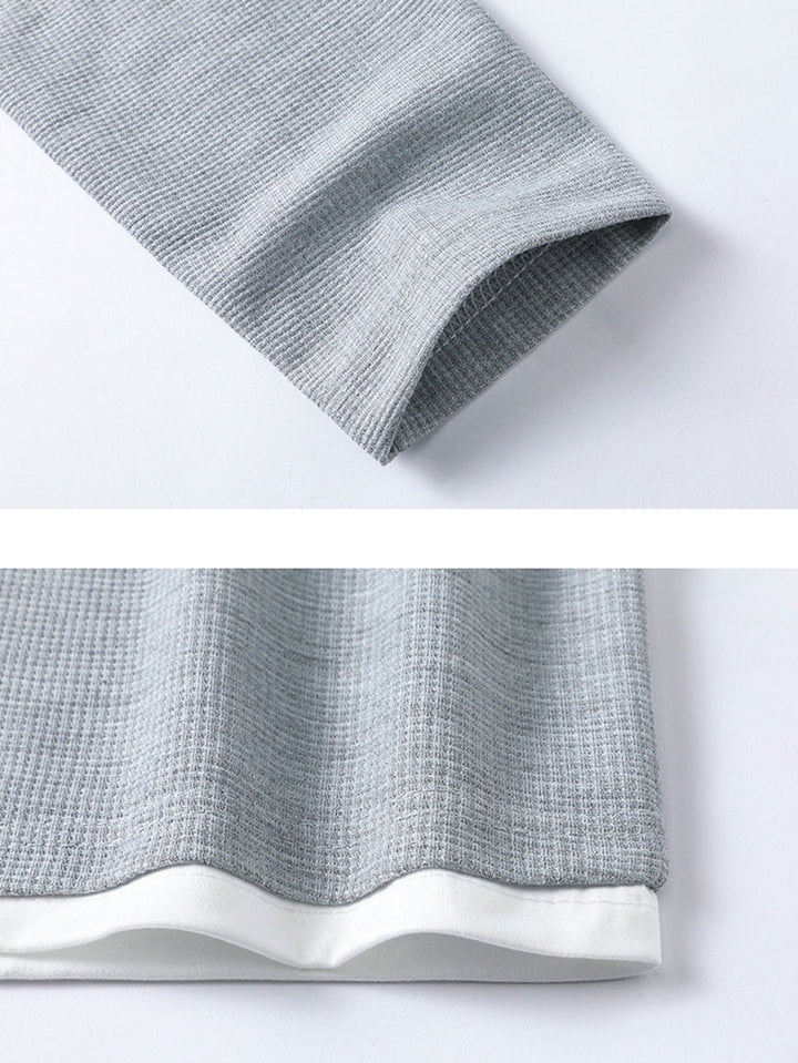 T-shirt gaufré 2 en 1 à manches longues et coupe décontractée