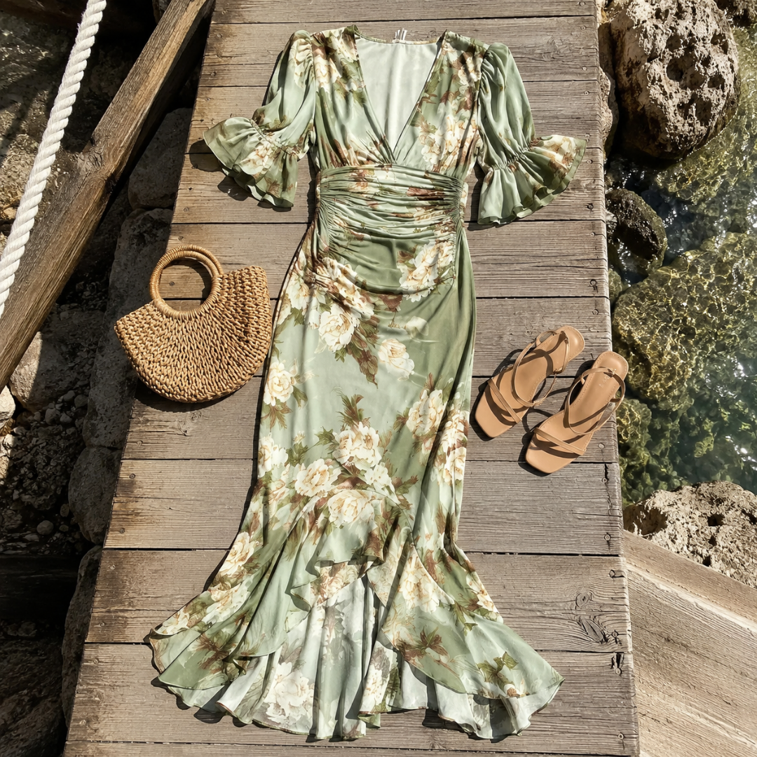 Brenda™ | Vestido Largo de Satén Asimétrico