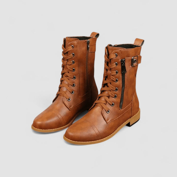 Sylvia | Lace-Up Mid-Calf Boot