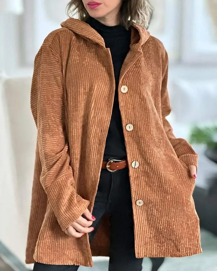 Veste à capuche décontractée en velours