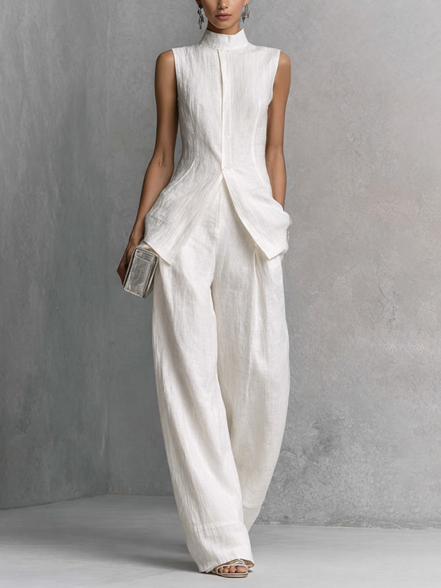 Ensemble élégant tissu blanc froissé