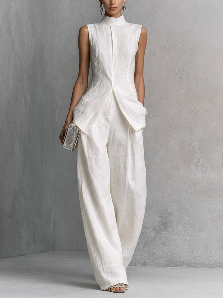 Ensemble élégant tissu blanc froissé