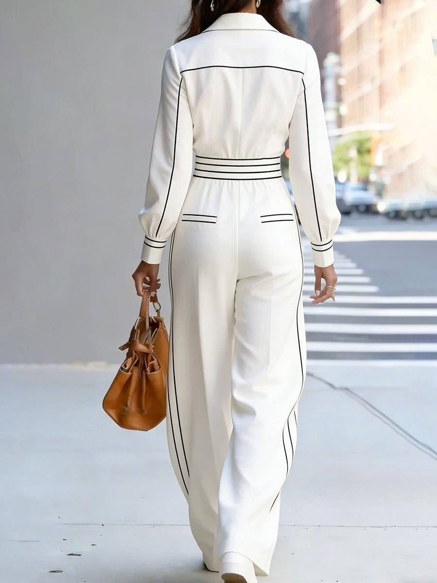 Combinaisons à taille haute et col cranté