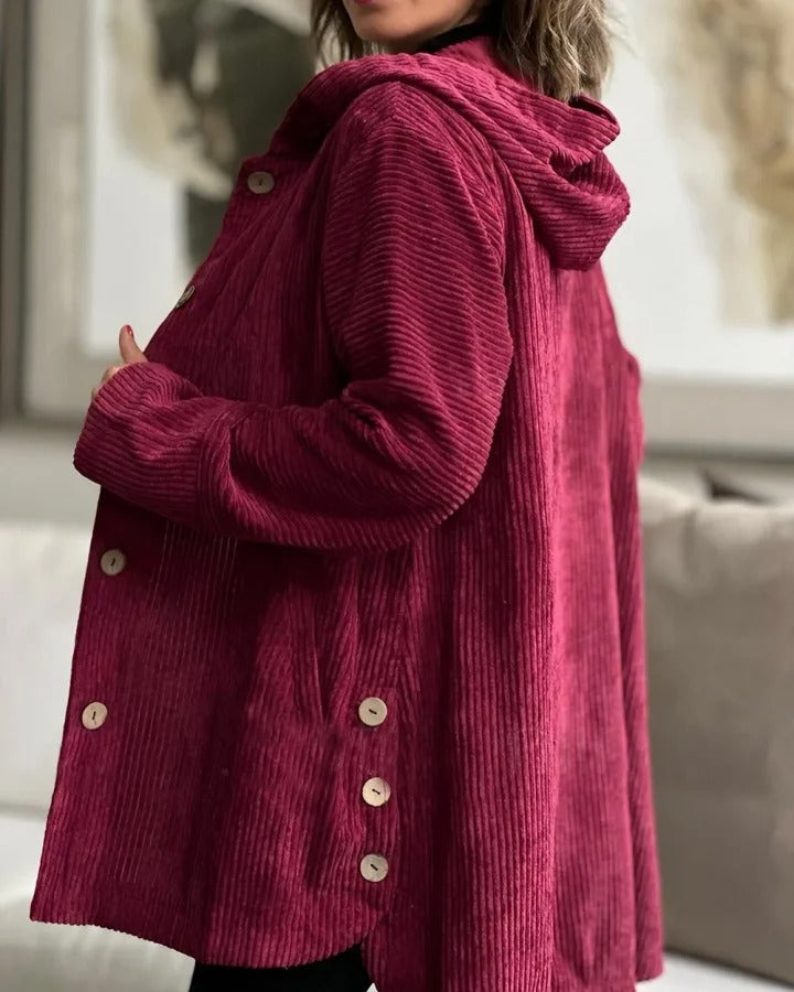 Veste à capuche décontractée en velours