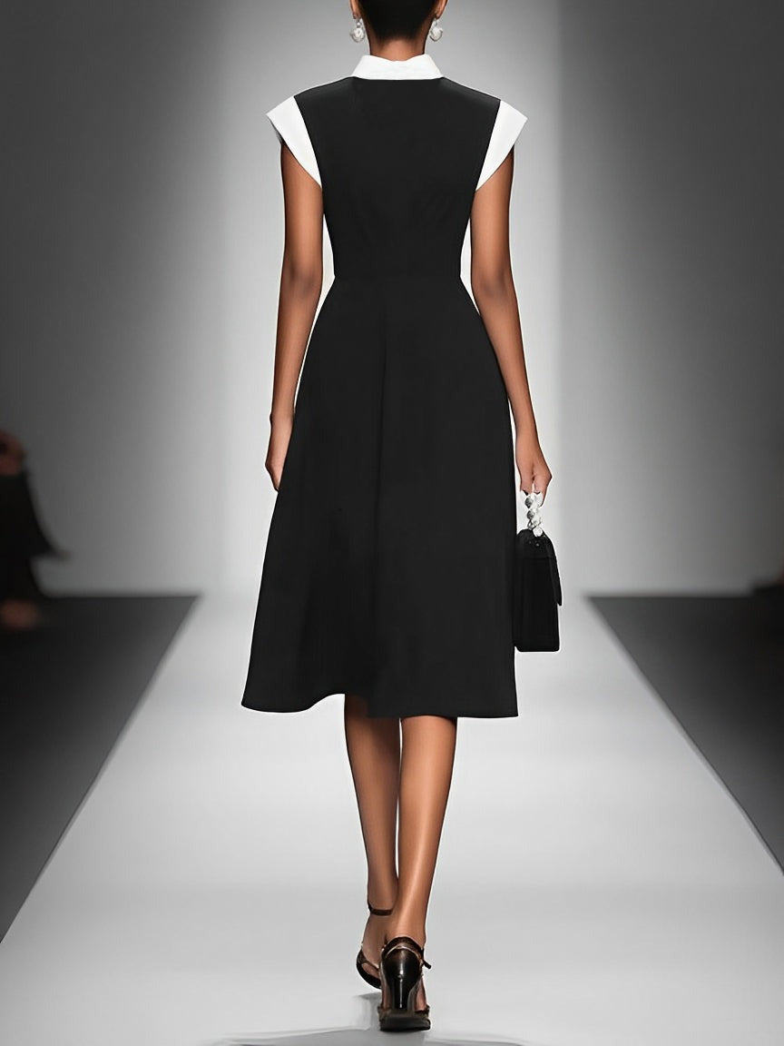 Robe mi-longue à col carré