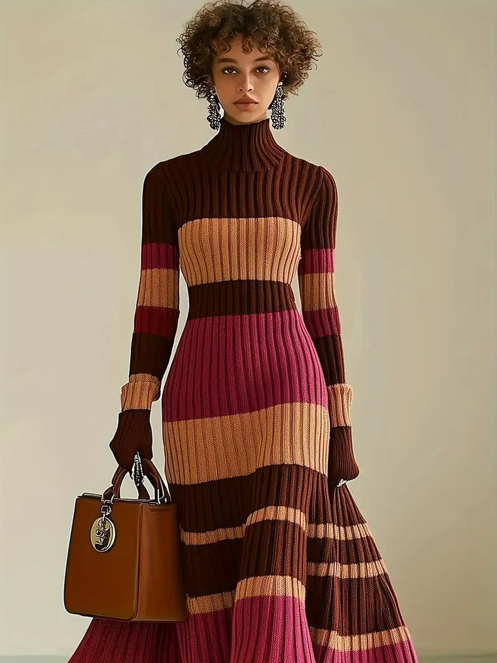 Robe pull décontractée femme à col montant