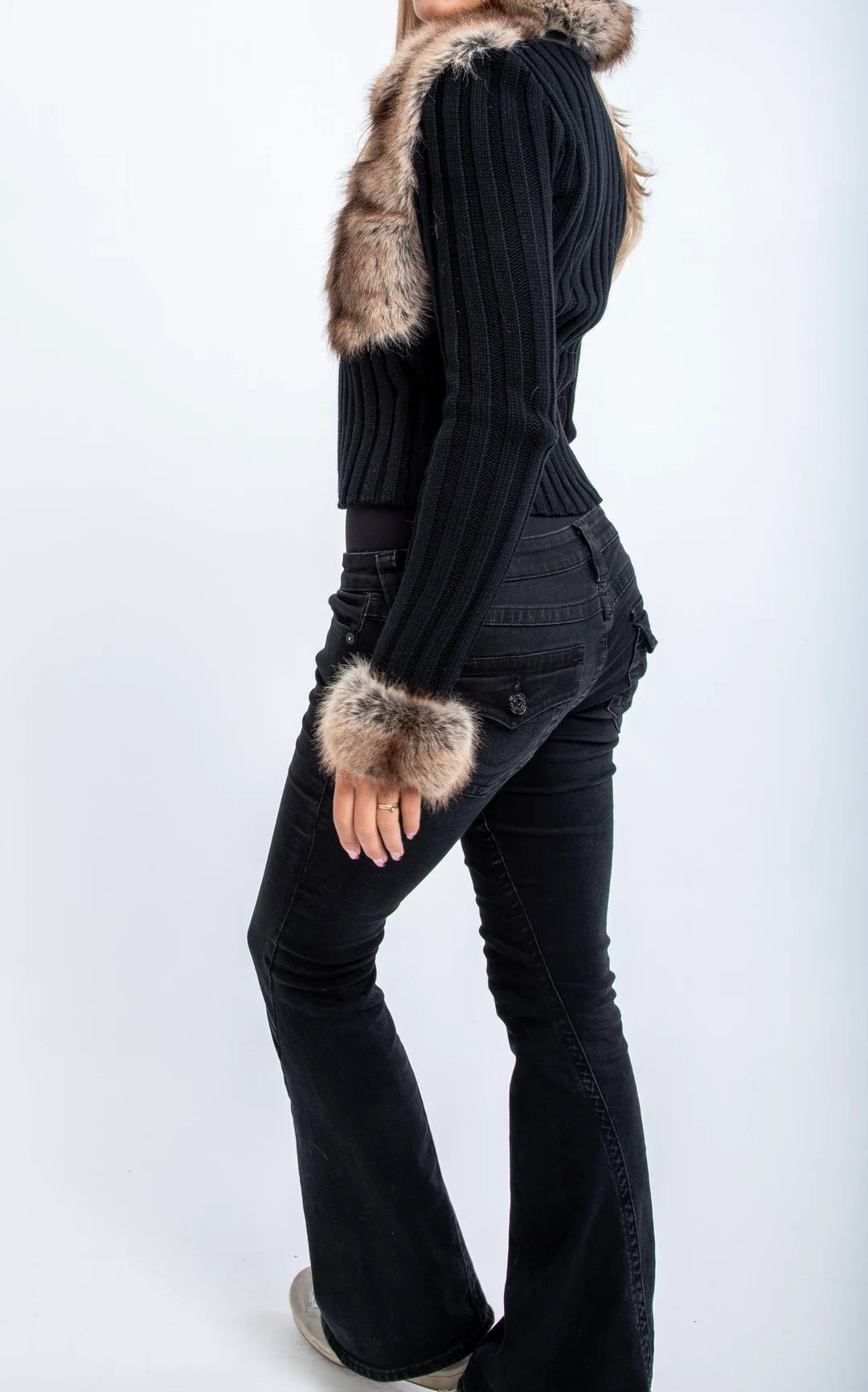 Cardigan zip en fourrure