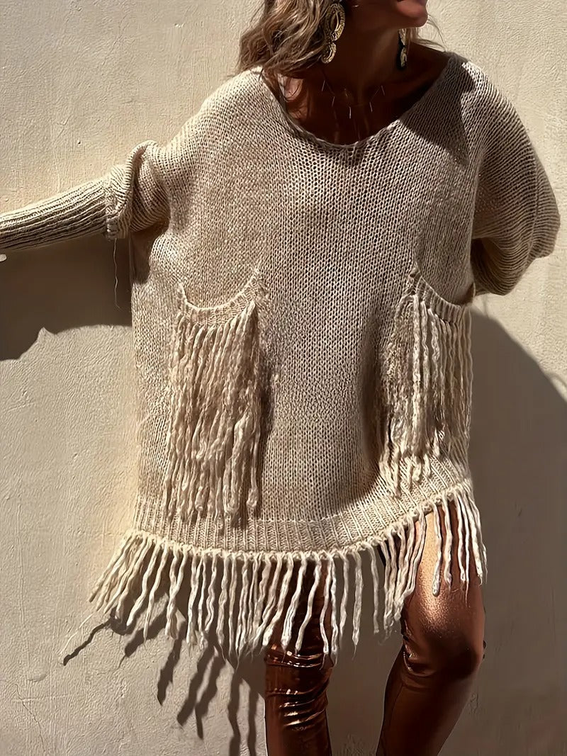 Robe pull à franges boho vintage