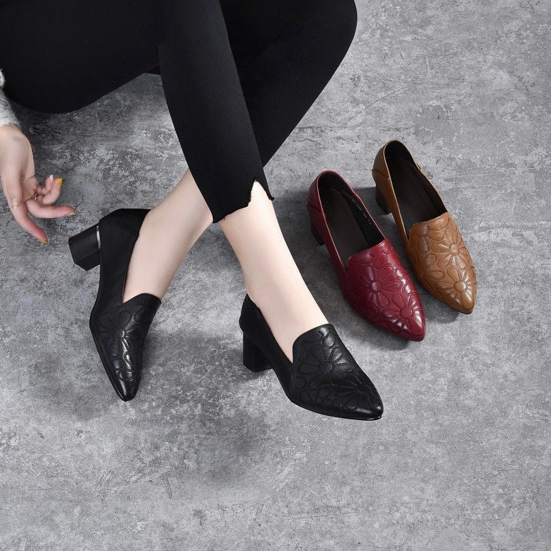 Escarpins Brodés en Cuir Vegan Souple