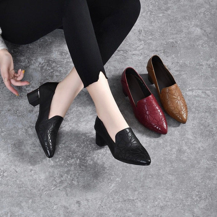 Escarpins Brodés en Cuir Vegan Souple