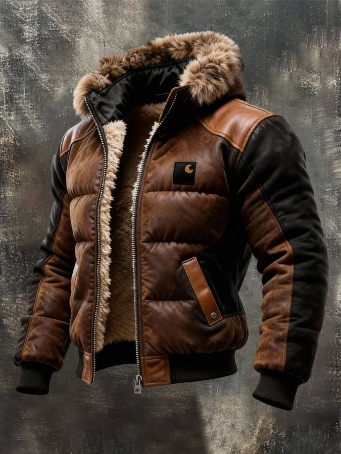 Veste matelassée à col double épaisseur doublée chaudement en coton