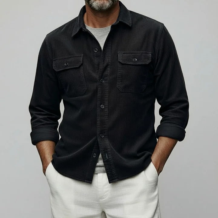 Chemises à manches longues en velours côtelé