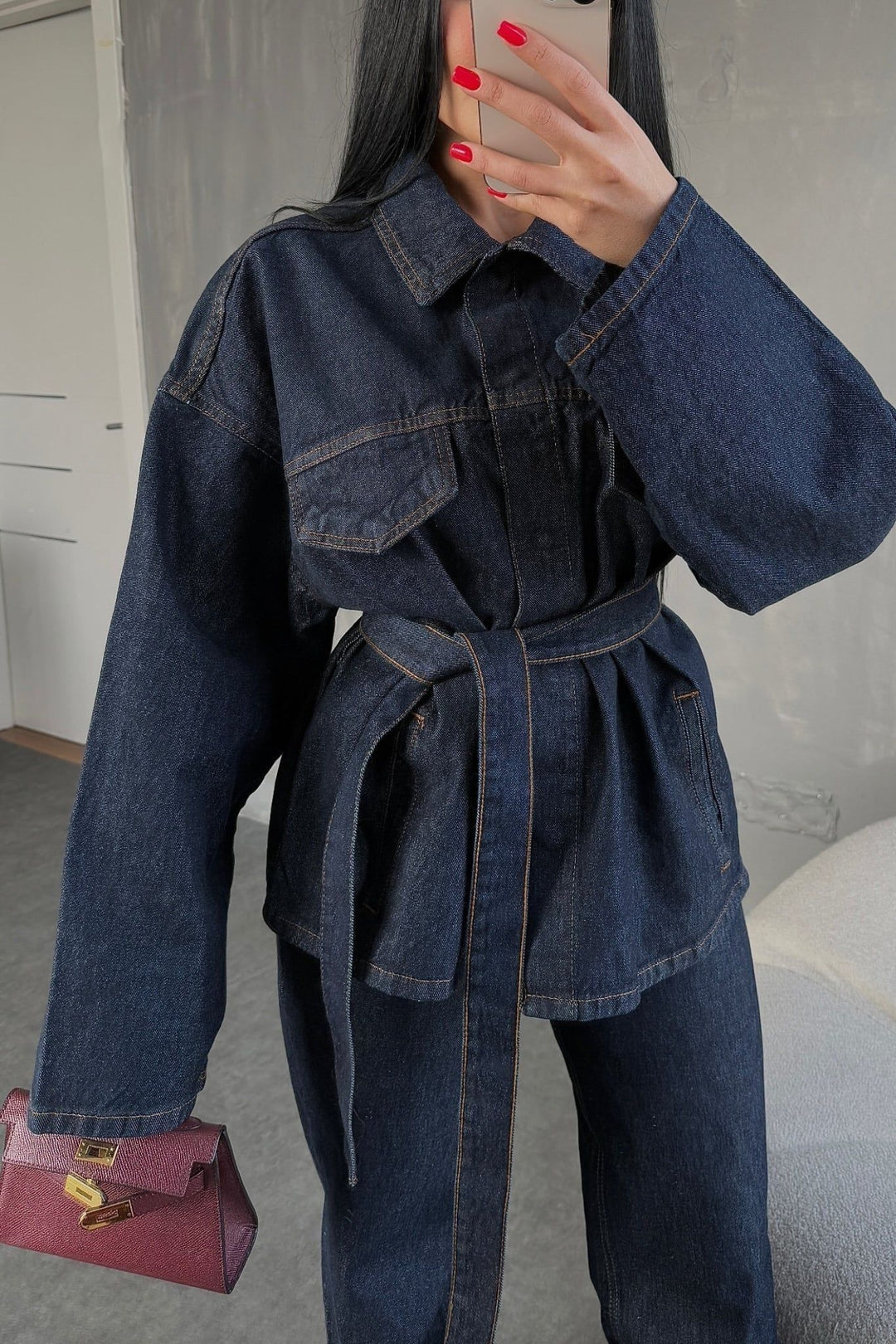 Ensemble deux pièces en denim à nouer