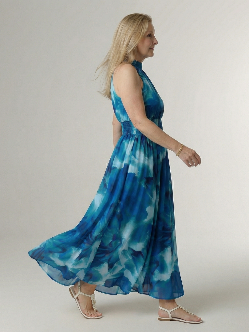 Concetta | Midi Dress with American Collar and Ruching