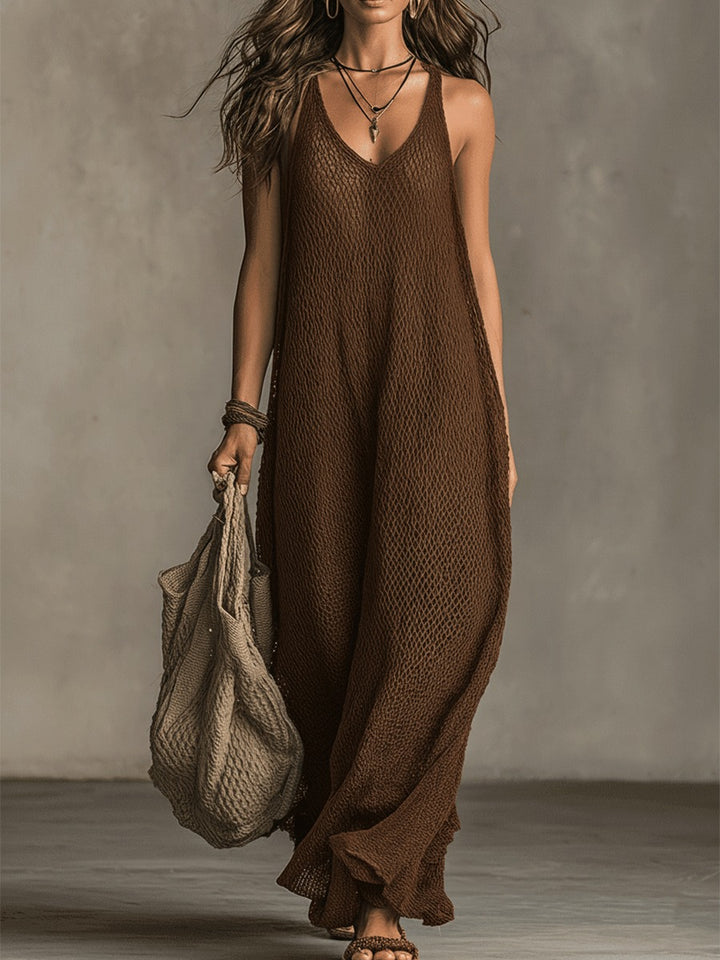 Robe longue bohème décontractée en maille