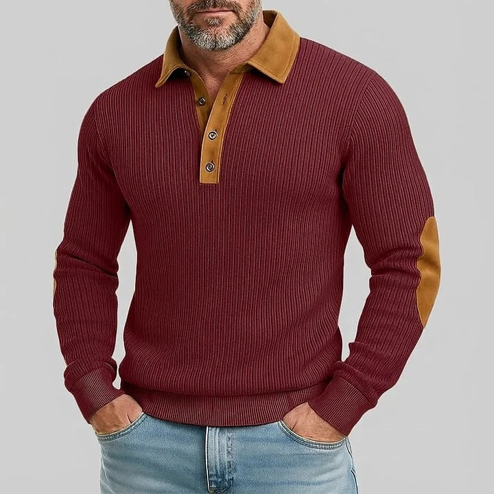 Polos à manches longues et col boutonné en daim