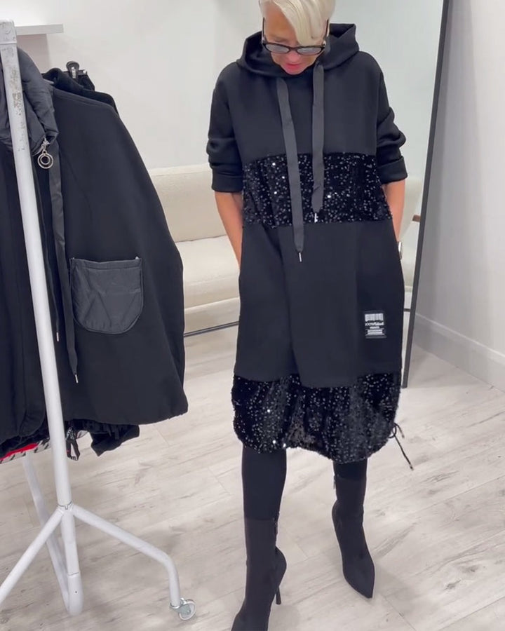Robe à capuche tendance avec patchwork