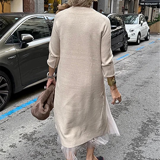 Robe à volants pour femme - tulle plissé tricoté