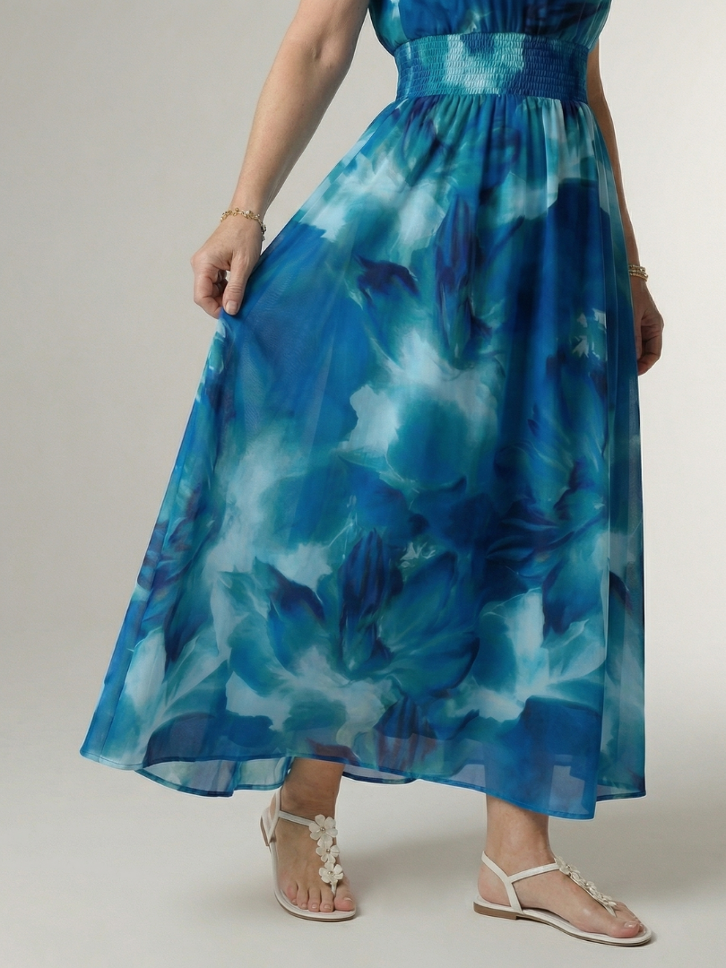 Concetta | Midi Dress with American Collar and Ruching