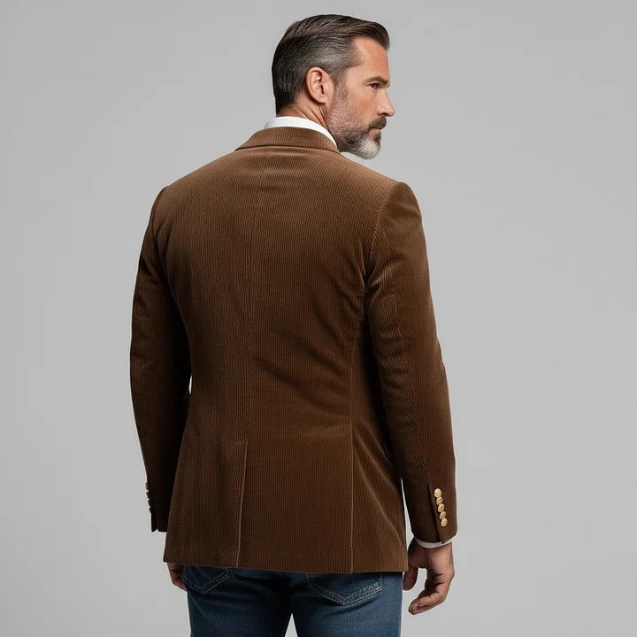 Blazer en velours côtelé marron pour homme