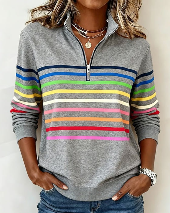 Pull à demi-zip et rayures