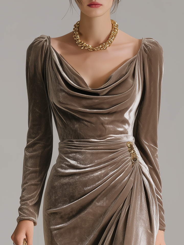 Robe midi en velours Sylvana