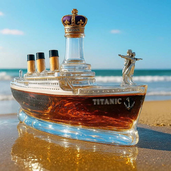 Bouteille de whisky en forme de bateau