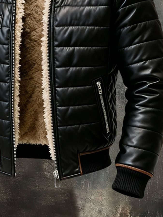 Veste vintage chaude et moelleuse en cuir souple.