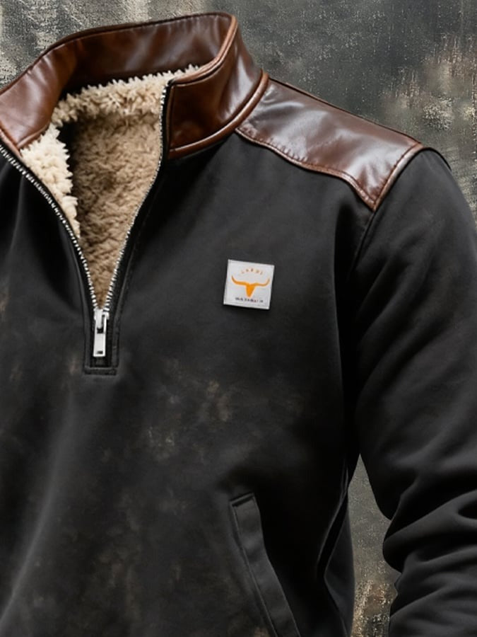 Sweat-shirt vintage en daim pour homme