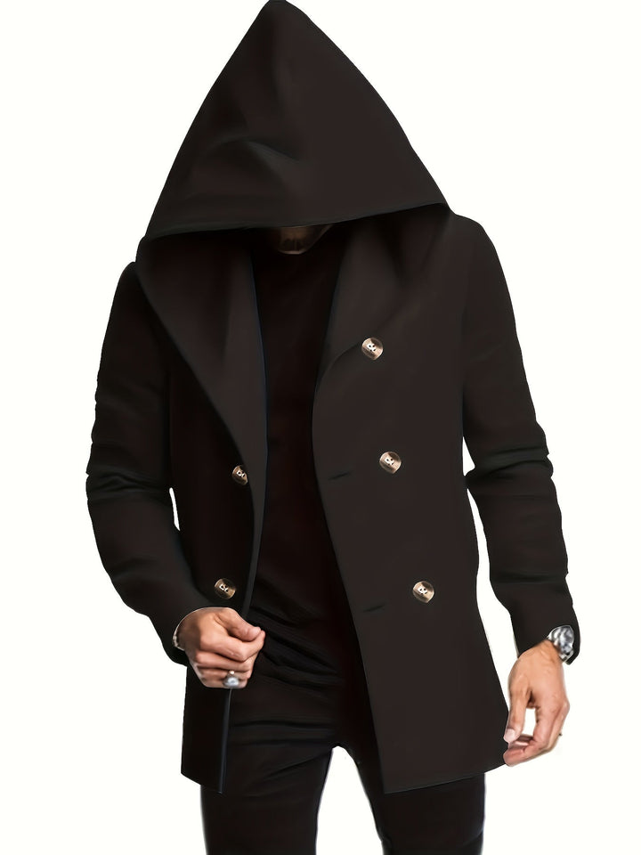 Mid-Length Hooded Coat for Men