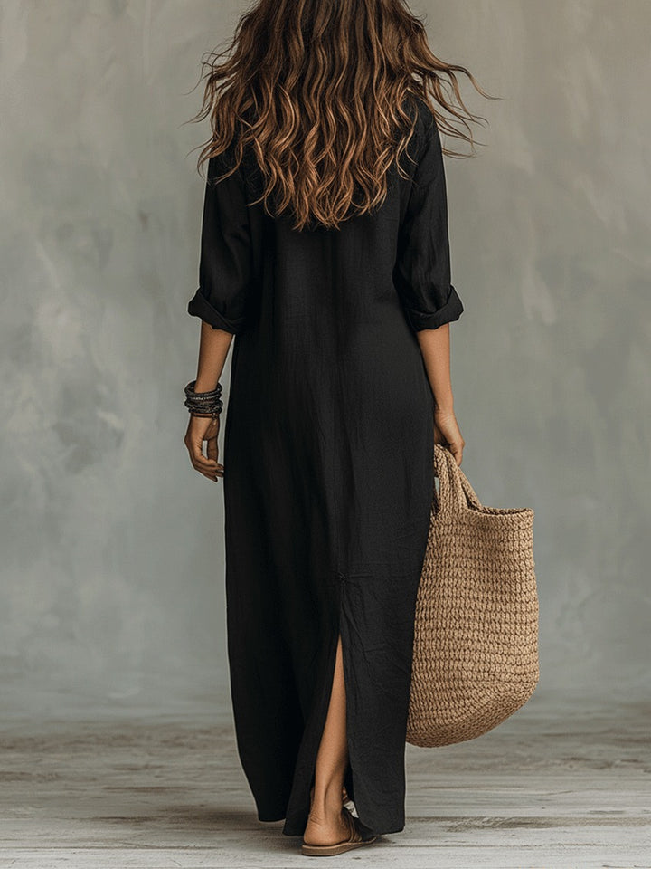 Robe longue chemise bohème
