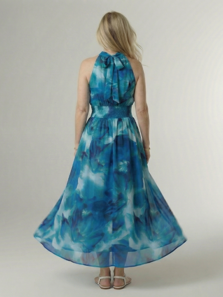 Concetta | Midi Dress with American Collar and Ruching