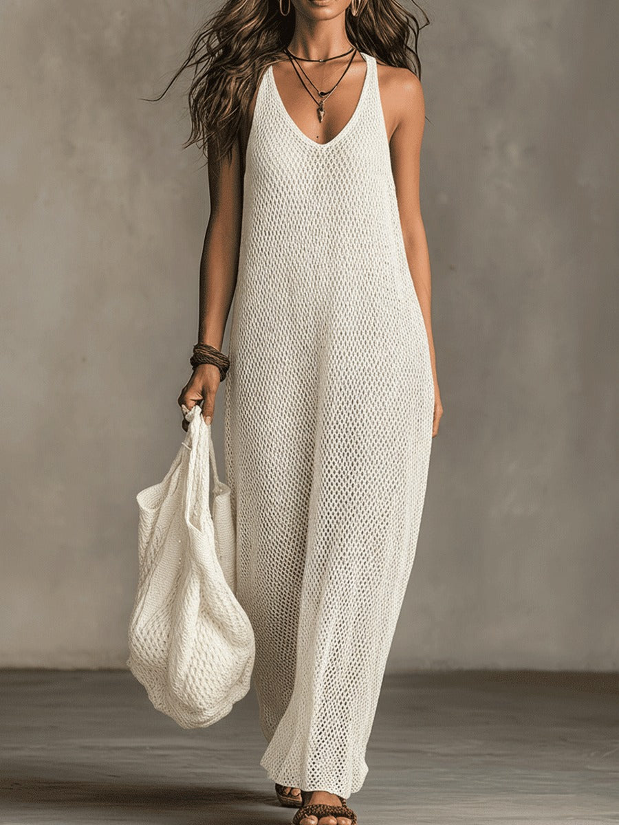 Robe longue bohème décontractée en maille