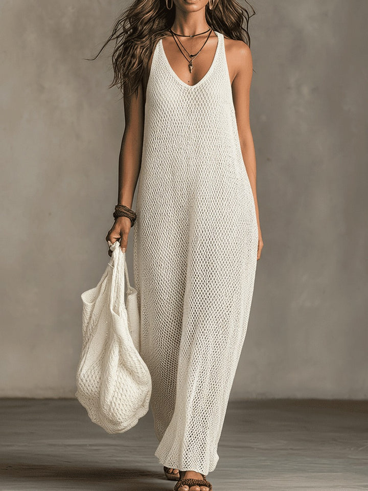 Robe longue bohème décontractée en maille