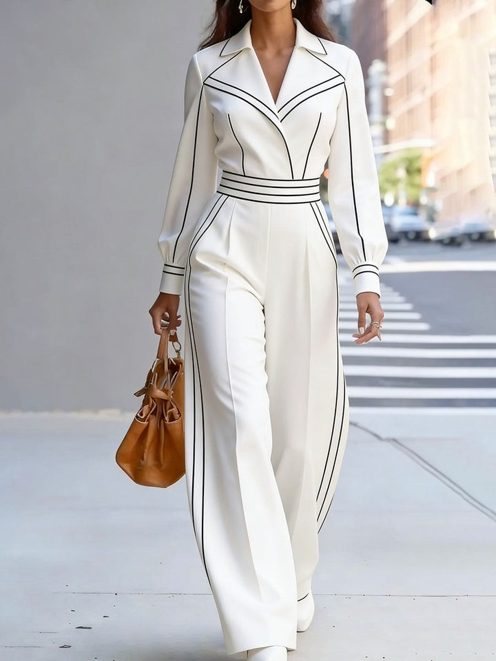 Combinaisons à taille haute et col cranté