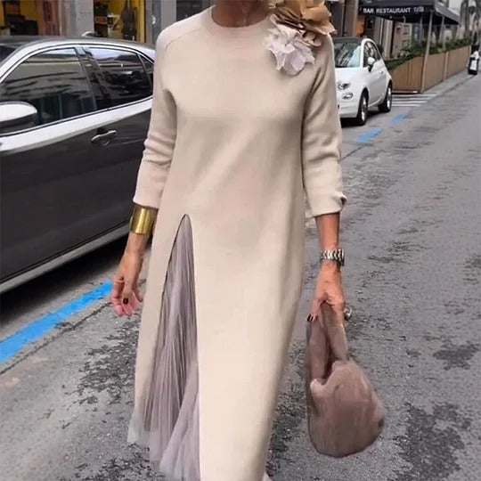 Robe à volants pour femme - tulle plissé tricoté