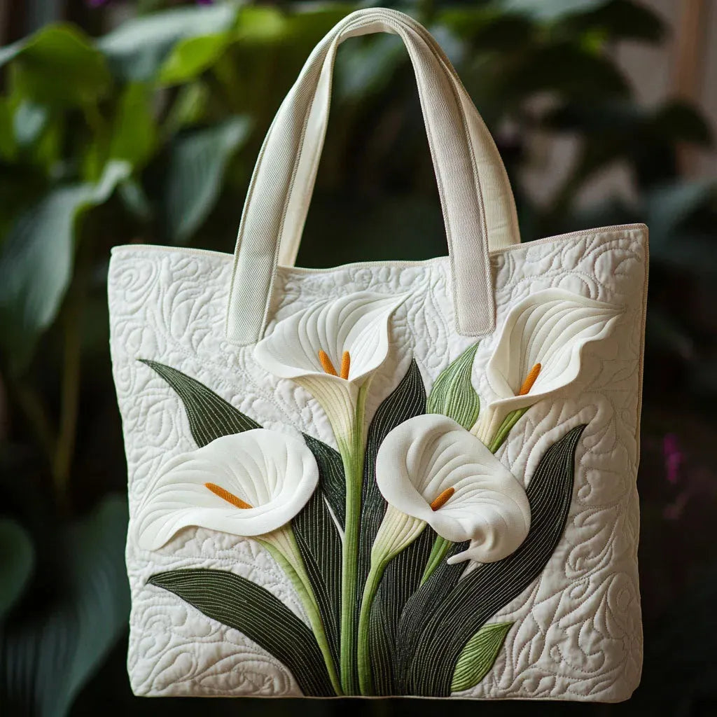 Padded Tote Bag - White Sunflowers