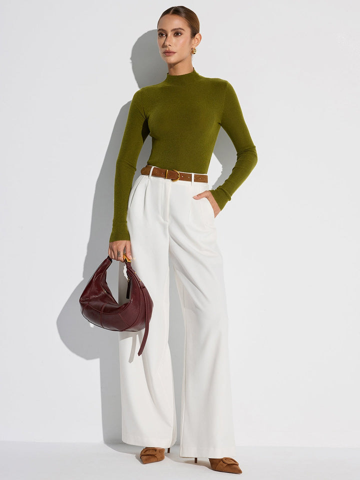 Haut en maille de laine mélangée à col montant