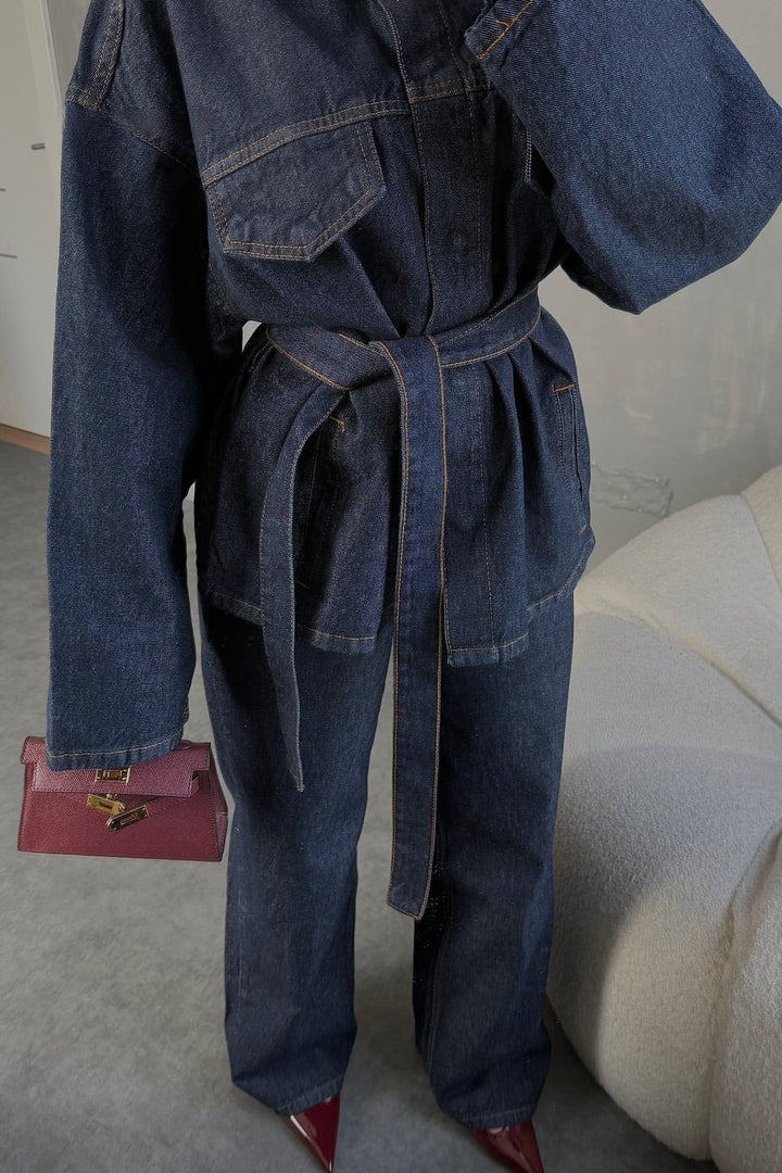 Ensemble deux pièces en denim à nouer