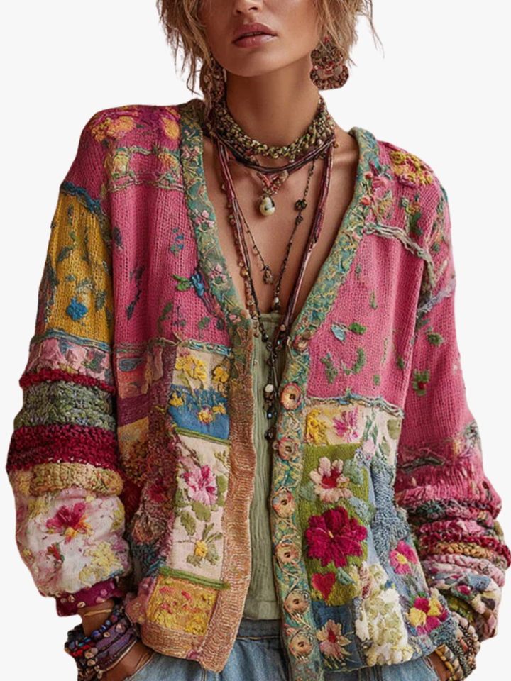 FLORAL PATCHWORK VEST FOR WOMEN