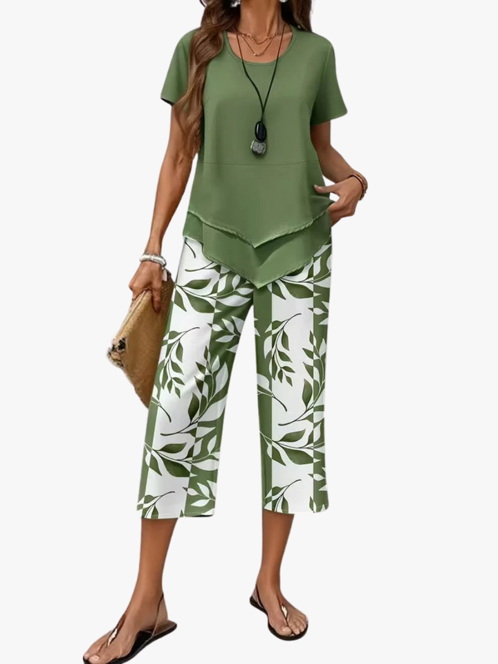 PRINTED LEAF SET FOR WOMEN