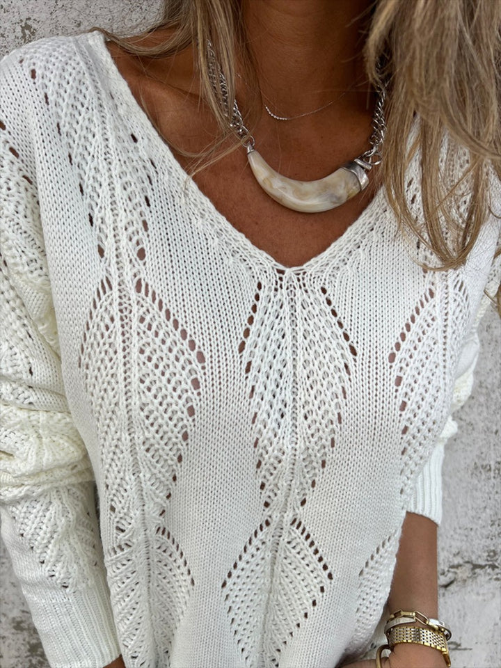 Pull à boutons réversibles en tricot à feuilles