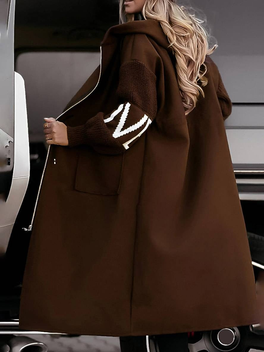 Manteau long à capuche ample