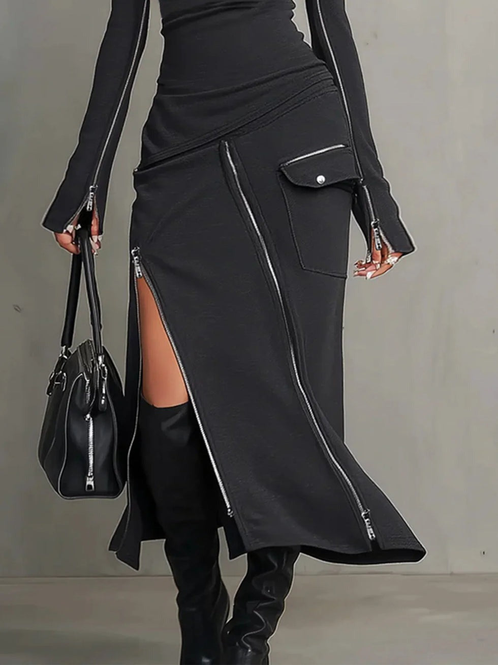 Robe style cargo avec poche et fermeture éclair