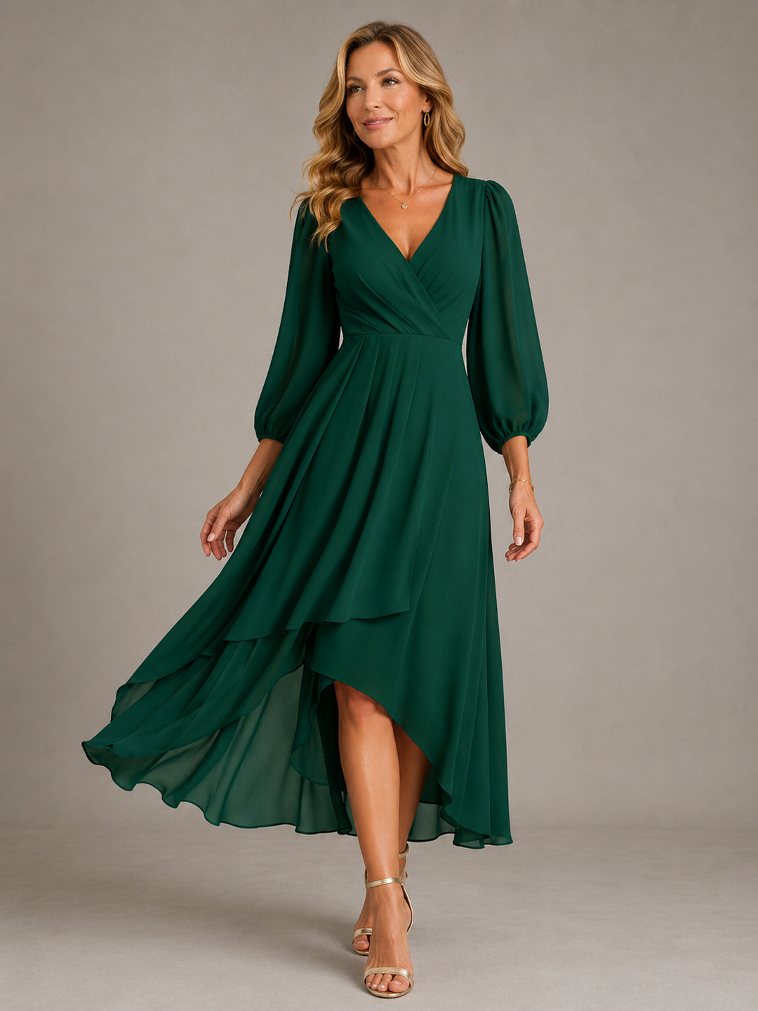 Mia | Elegant Long Dress with V-Neck