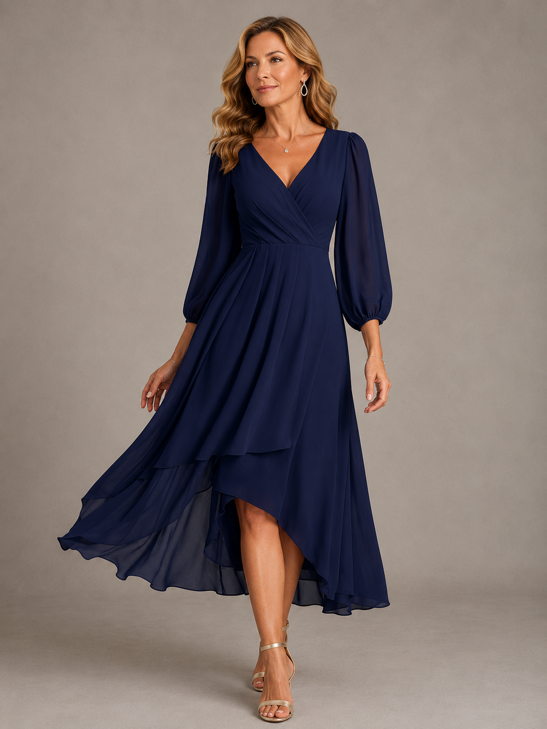 Mia | Elegant Long Dress with V-Neck