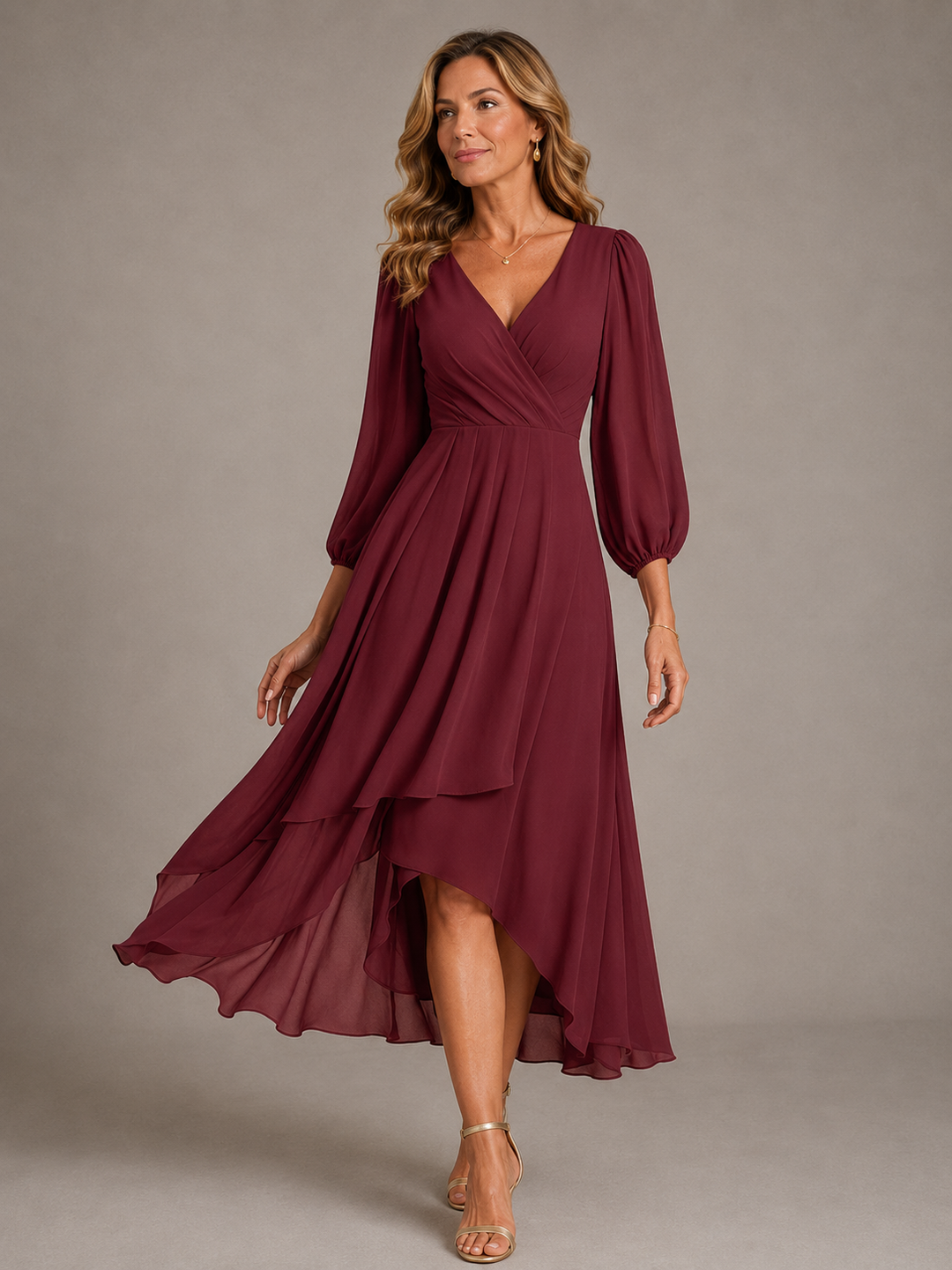 Mia | Elegant Long Dress with V-Neck